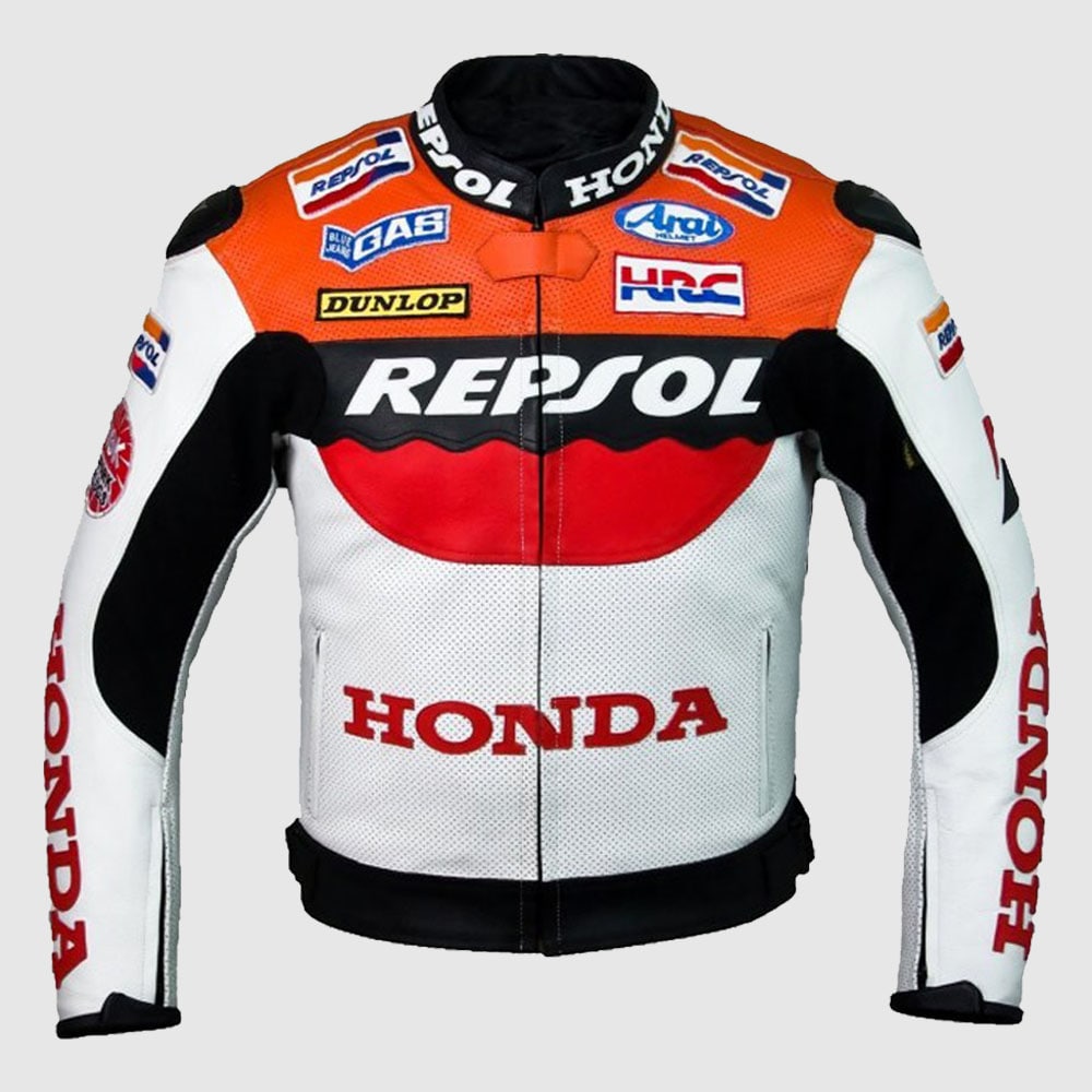 Honda Repsol Team Motorbike Racer Custom MotoGP Leather Jacket