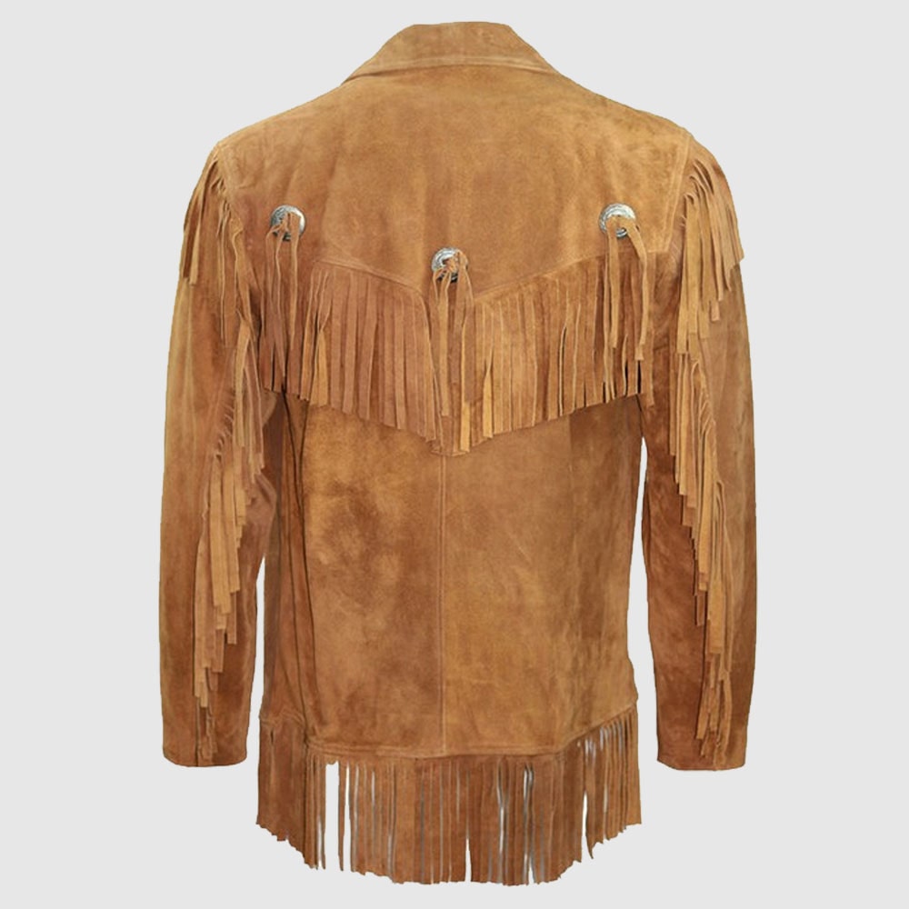 Men Cowboy Suede Western Jacket Cowboy Leather Jacket With Fringe