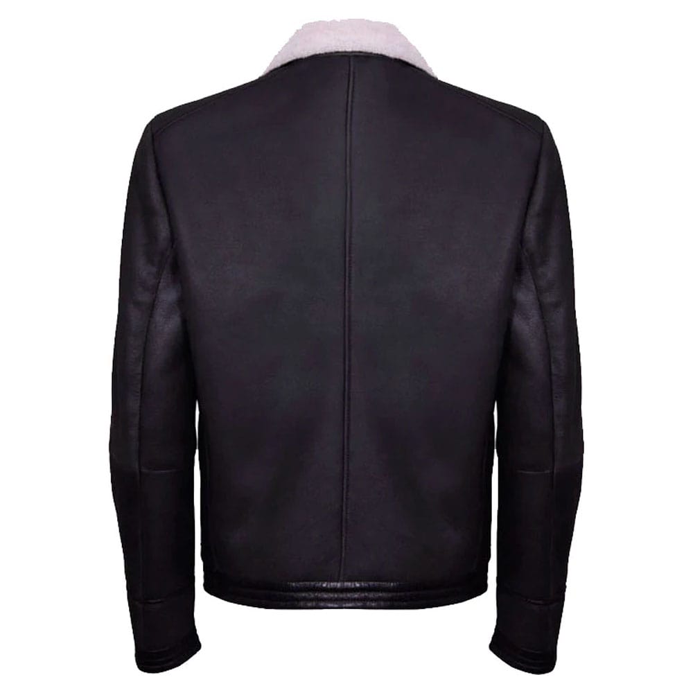 Mens Brown Soft Aviator Leather Jacket With Fur