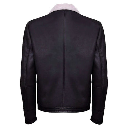 Mens Brown Soft Aviator Leather Jacket With Fur