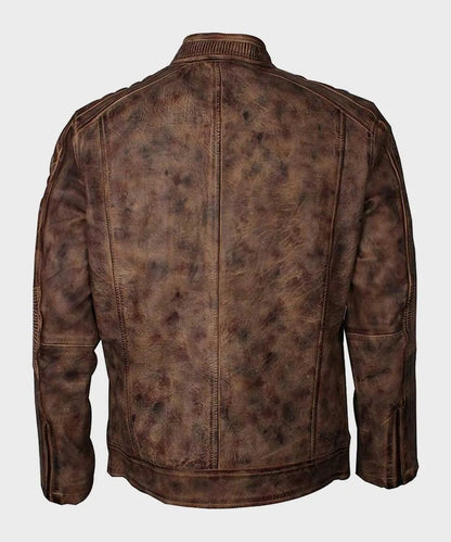 Mens Vintage Brown Waxed Café Racer Jacket