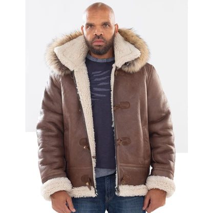 Shearling Sheepskin Aviator Jacket- B3 With Toggles