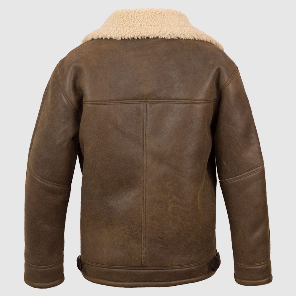 Men’s Antique Shearling Sheepskin Leather Pilot Jacket