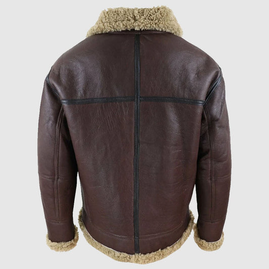 Men's Sheepskin Aviator Genuine fur Real Shearling Leather Jacket