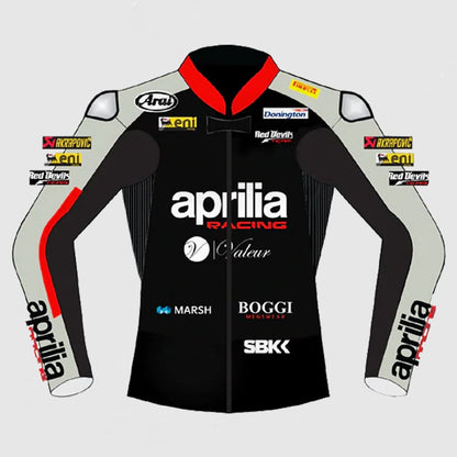 Leon Haslam Aprilia 2015 Black Motorbike Leather Racing Jacket