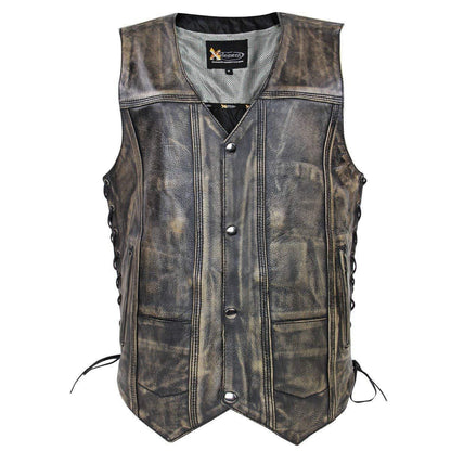 Men's 'Wreck' Distressed Brown Multi-Pocket Leather Vest