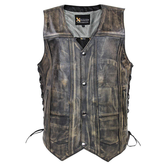 Men's 'Wreck' Distressed Brown Multi-Pocket Leather Vest