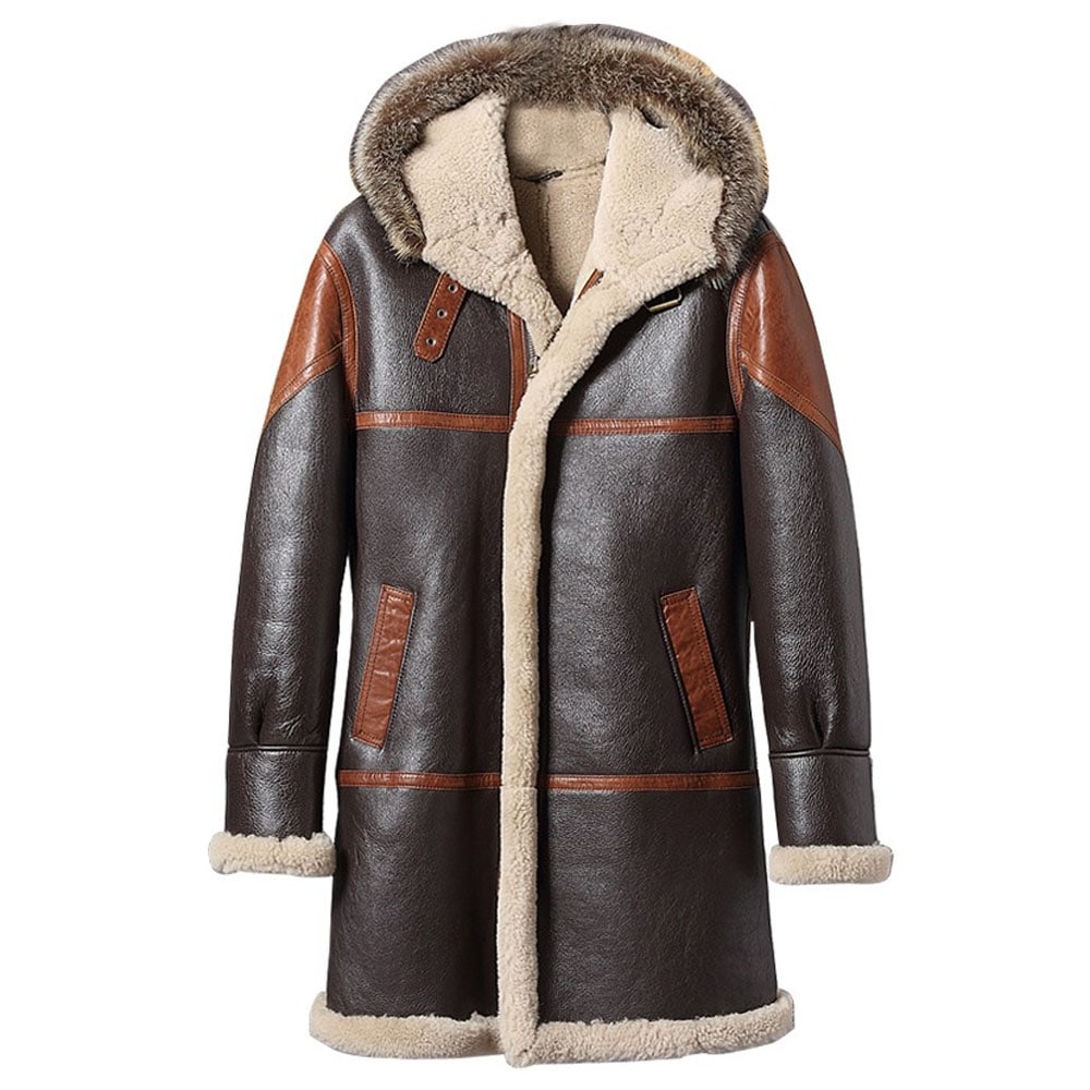 Mens Vintage Sheepskin Parka Coat