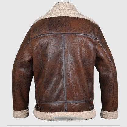 Brown B3 Shearling Sheepskin WW 2 Bomber Leather Jacket