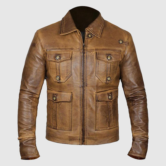 Expendable Rough Vintage Cognac Leather Jacket