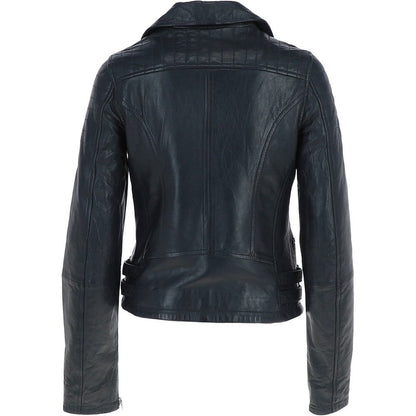 Leather Biker Jacket Navy