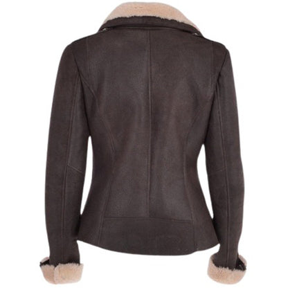 Womens Luxury Aviator Shearling Bomber Jacket