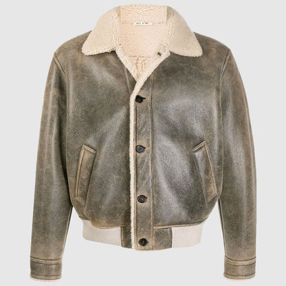 Marni Shearling Jacket Distressed Leather Jacket