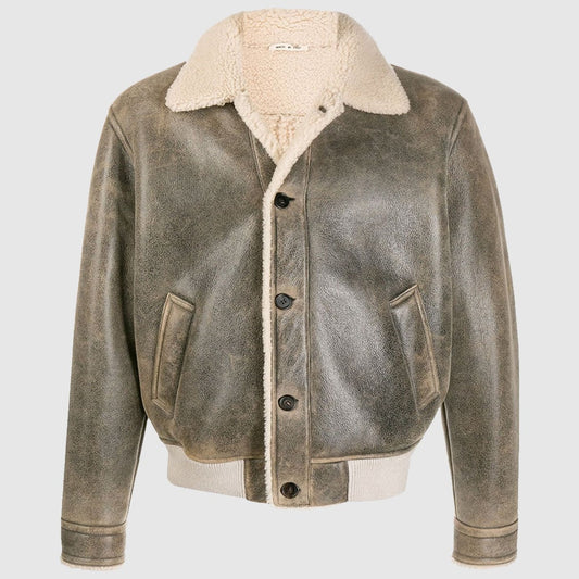 Marni Shearling Jacket Distressed Leather Jacket