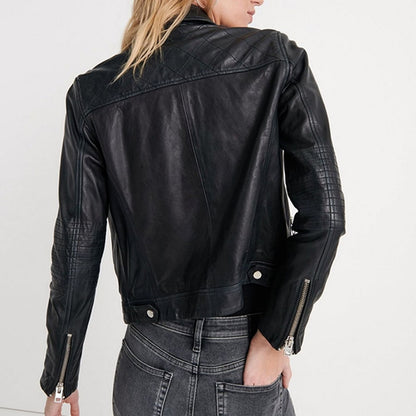 Women Core Black Leather Jacket