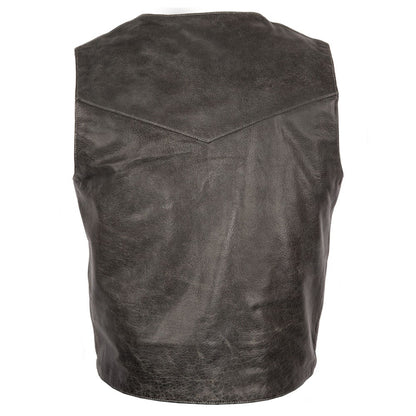 Men's Black Gunsmoke Antique Leather Chisum Vest