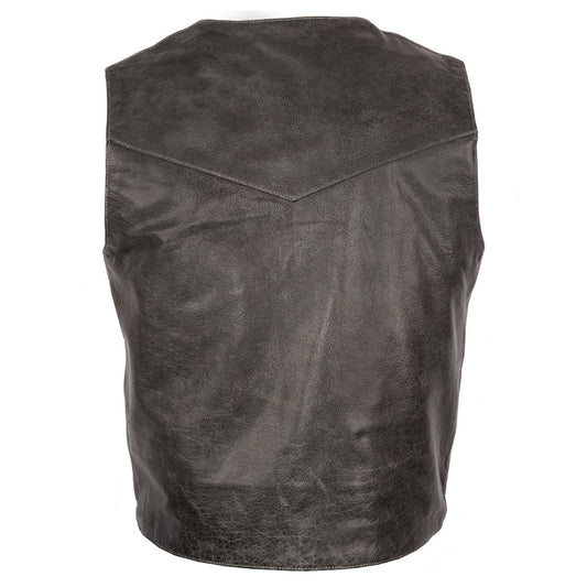 Men's Black Gunsmoke Antique Leather Chisum Vest
