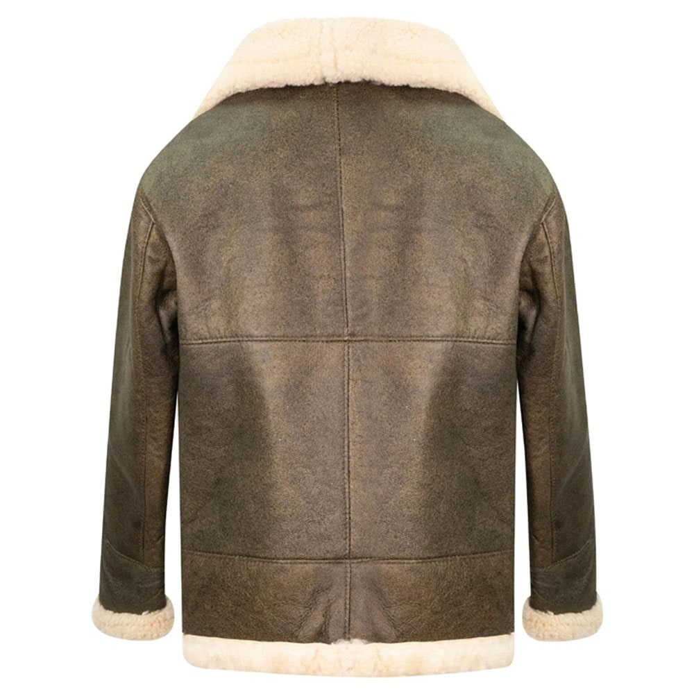 Mens Tan Cream B3 Airforce Aviator Shearling Jacket with Fur