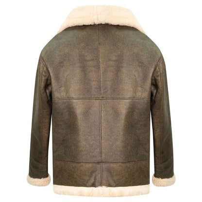 Mens Tan Cream B3 Airforce Aviator Shearling Jacket with Fur