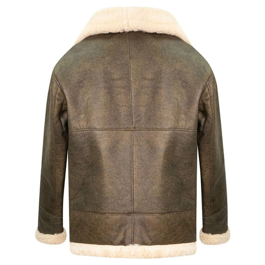 Mens Tan Cream B3 Airforce Aviator Shearling Jacket with Fur