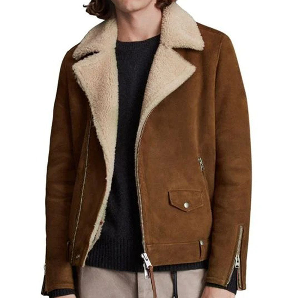Men’s Brown Malmo Shearling Biker Jacket
