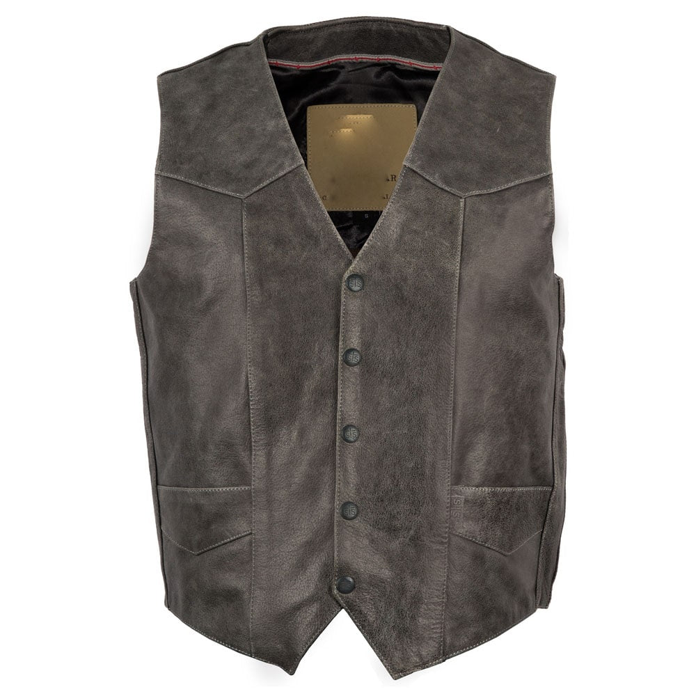 Men's Black Gunsmoke Antique Leather Chisum Vest