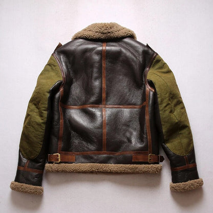 Real Natural Thick Sheepskin Winter Warm B3 Bomber Jacket