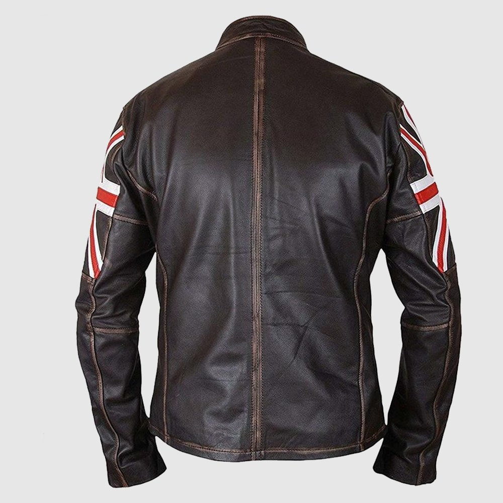 Mens Brown Union Jack Sheepskin Leather Jacket