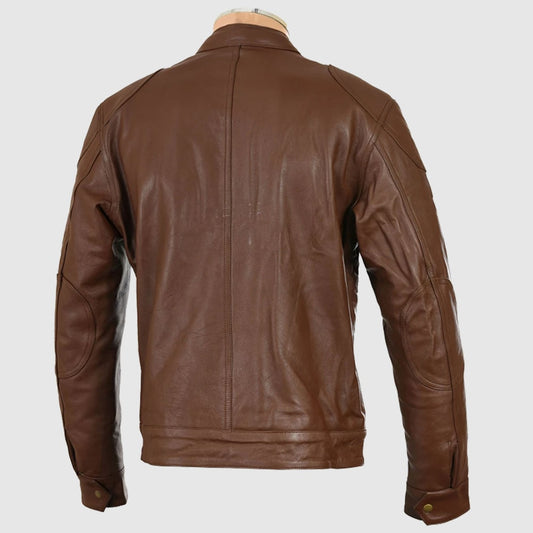 Roadmaster Pure Brown Leather Biker Jacket