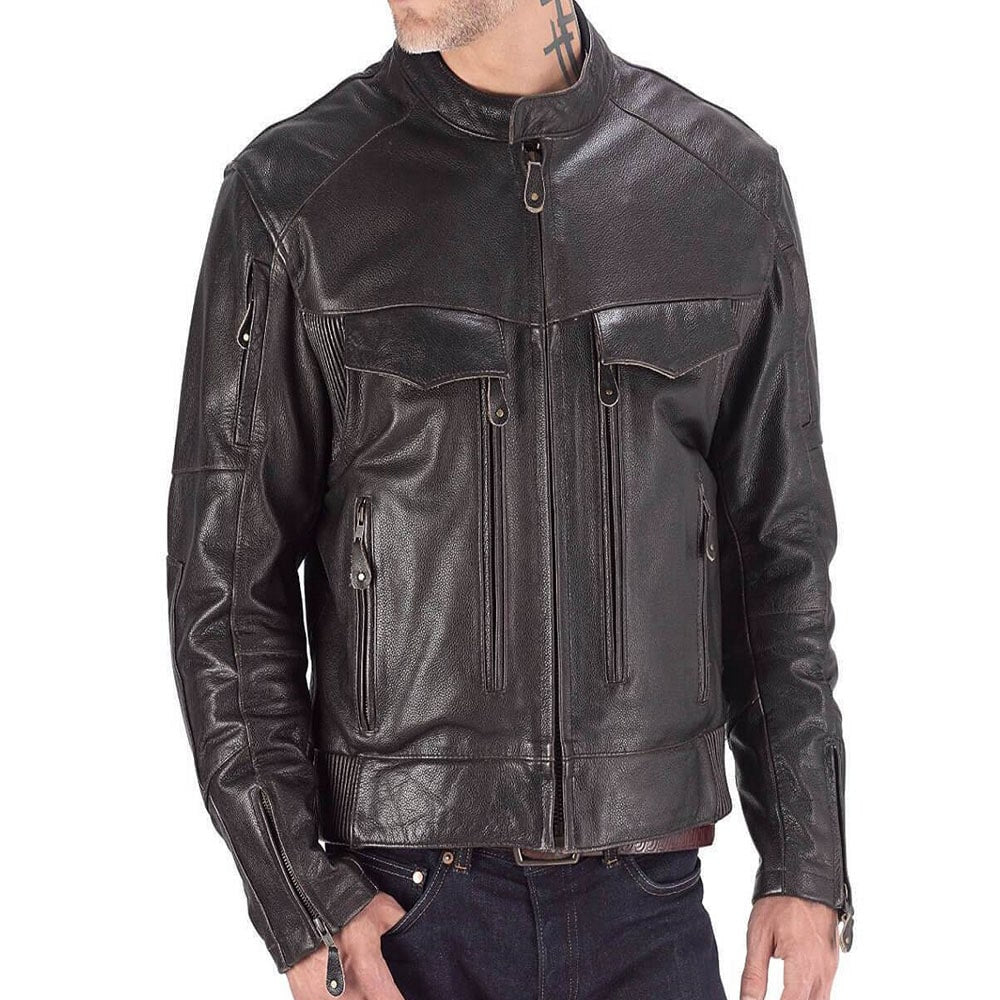 Men Classic Motorcycle Jacket