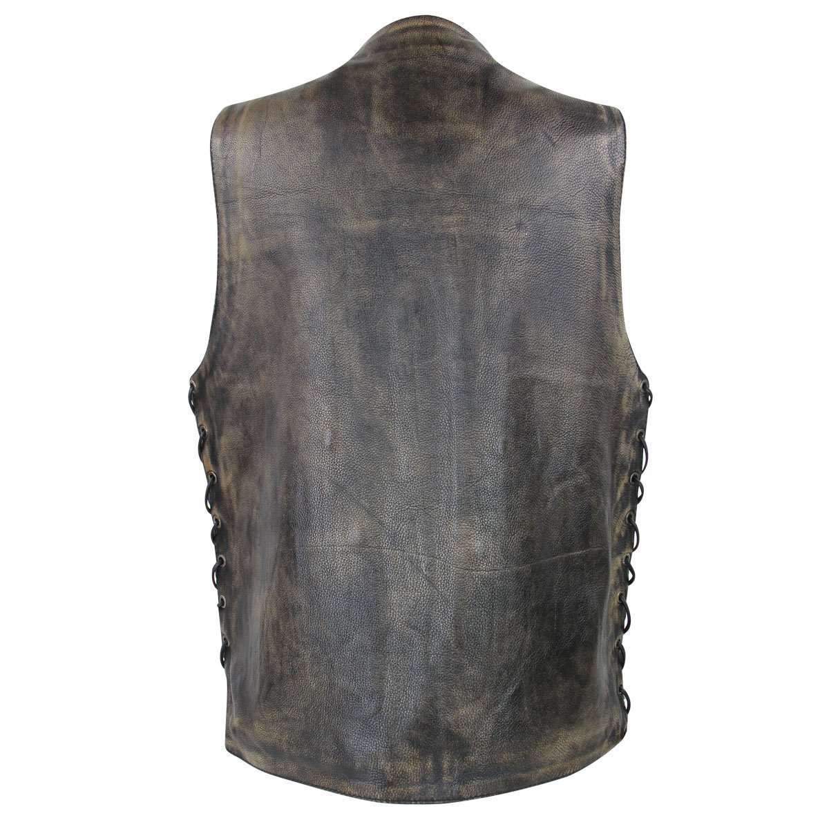 Men's 'Wreck' Distressed Brown Multi-Pocket Leather Vest