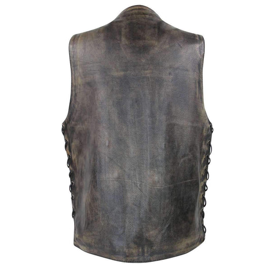 Men's 'Wreck' Distressed Brown Multi-Pocket Leather Vest