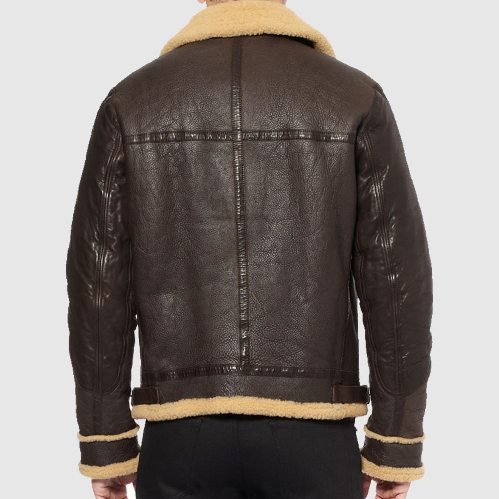 Men's Shearling B3 Brown Leather Bomber Jacket