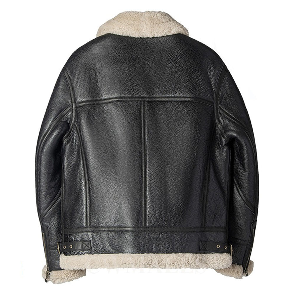 Mens Black Shearling B3 Bomber Jacket