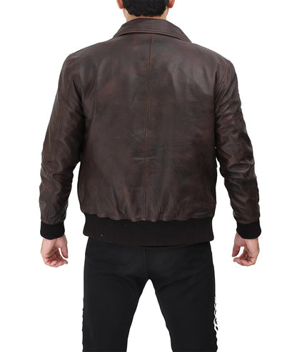 Ernest Mens Dark Brown Bomber Leather Jacket