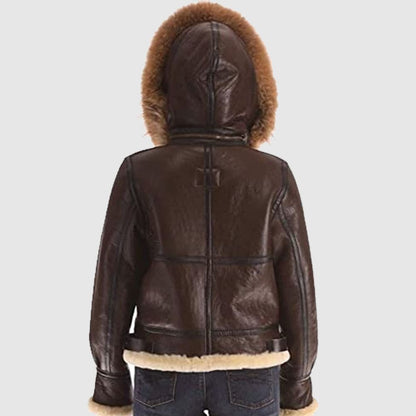 Women's B3 Real Shearling Sheepskin Fur Bomber Leather Jacket