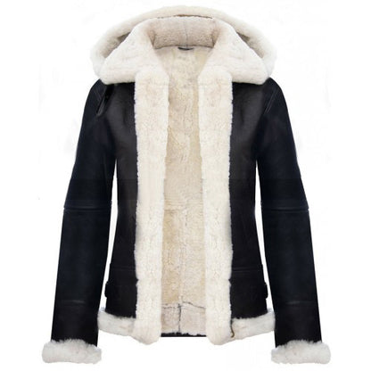 Women Aviator B3 Black Leather Jacket