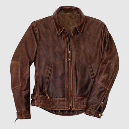 Mens Antique Brown Leather Jacket. Brown Fashion Biker Leather Jacket