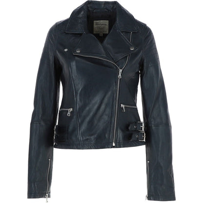 Leather Biker Jacket Navy