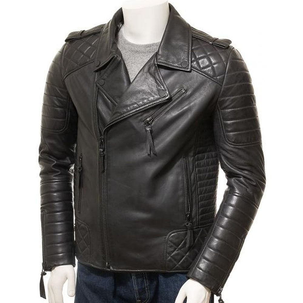 Men's Black Leather Biker Jacket
