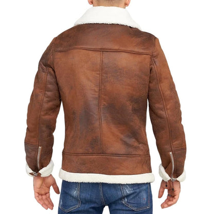 Jack Bing Brown Aviator Flight Bomber Leather Jacket