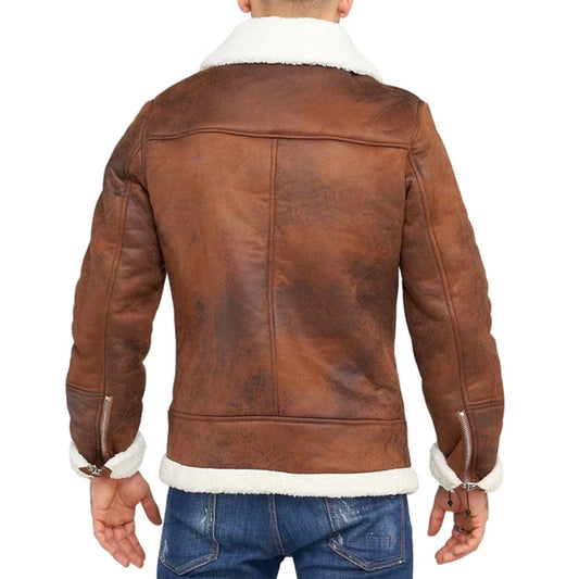 Jack Bing Brown Aviator Flight Bomber Leather Jacket