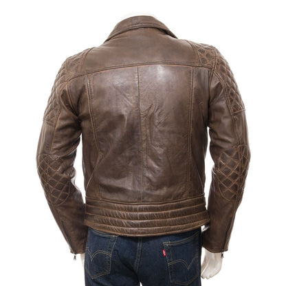 Men Brown Biker Leather Jacket