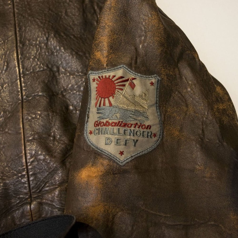 Vintage Style 80s Top Gun Military Flight Bomber Distressed Brown Leather Jacket