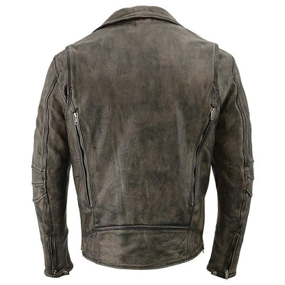 Milwaukee Distressed Brown Leather Motorcycle Jacket