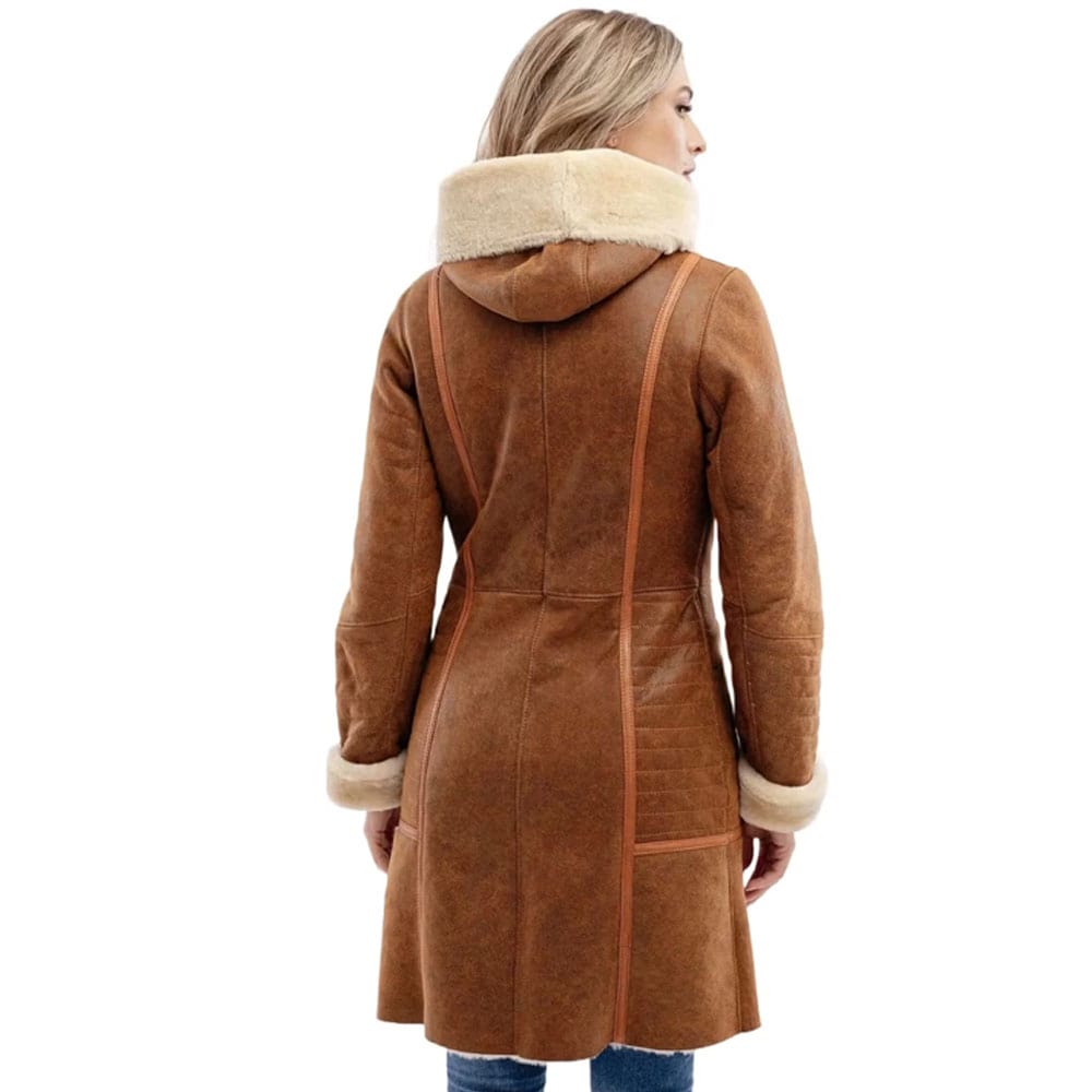 Ginta Women Fashion Waxed Brown Aviator Bomber Jacket
