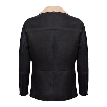 Mens Double Breasted Real Leather Jacket With Fur