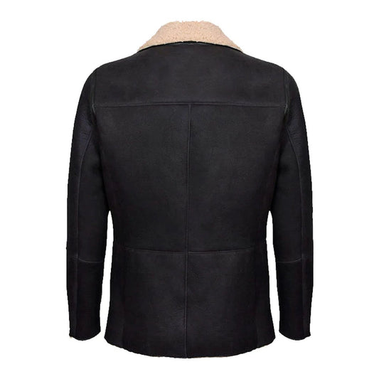 Mens Double Breasted Real Leather Jacket With Fur