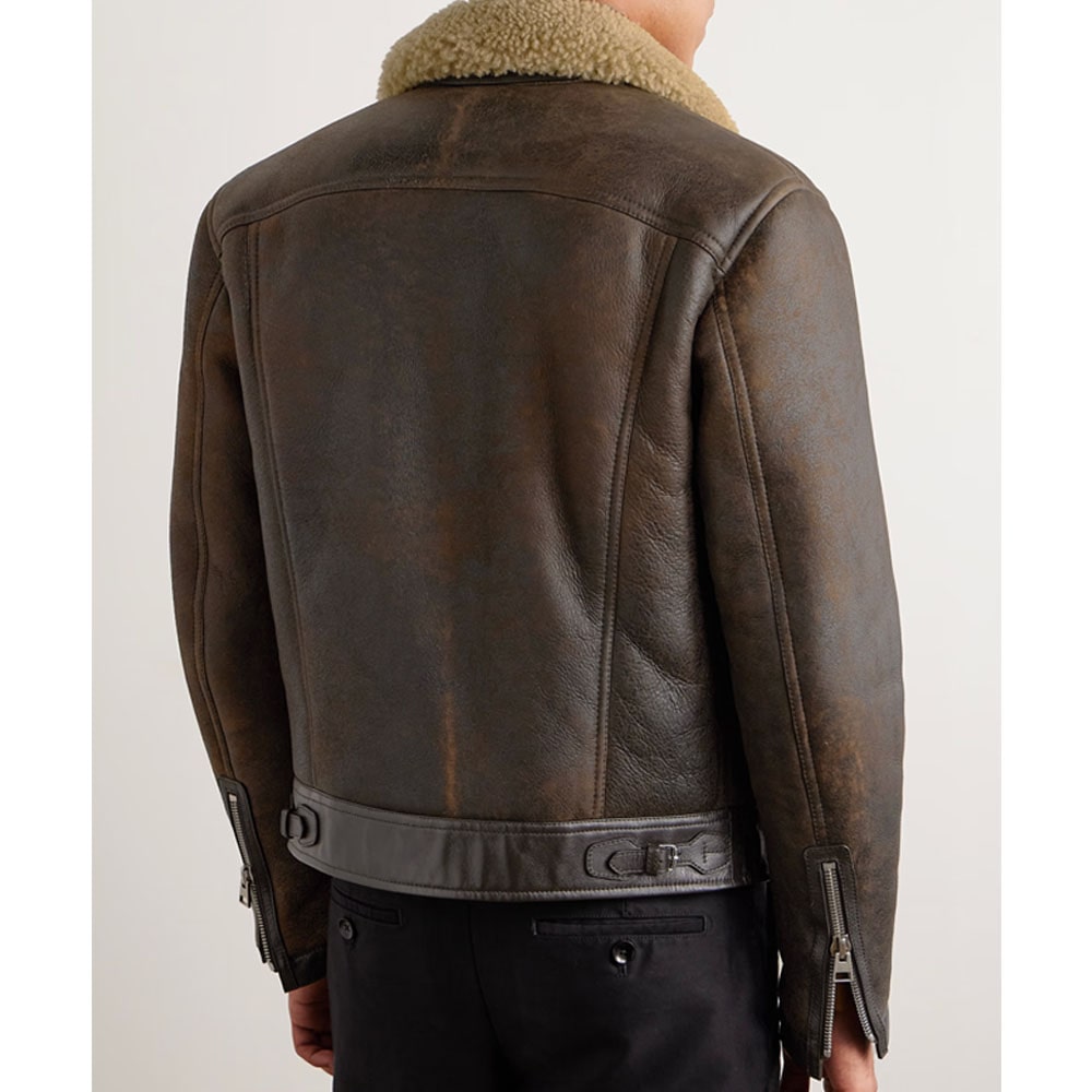 Tom Foard Shearling-Trimmed Leather Jacket