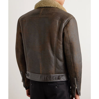 Tom Foard Shearling-Trimmed Leather Jacket